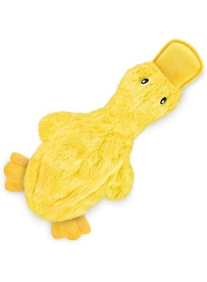 أفضل لعبة للكلاب مناسبة للسلالات الصغيرة والمتوسطة والكبيرة – لعبة بطة قماشية بدون حشوة مع صوت صفير ناعم، ممتعة للجراء والكلاب الكبيرة في السن، لعبة مضغ ولعب نظيفة بدون فوضى للاستخدام داخل المنزل – اللون الأصفر